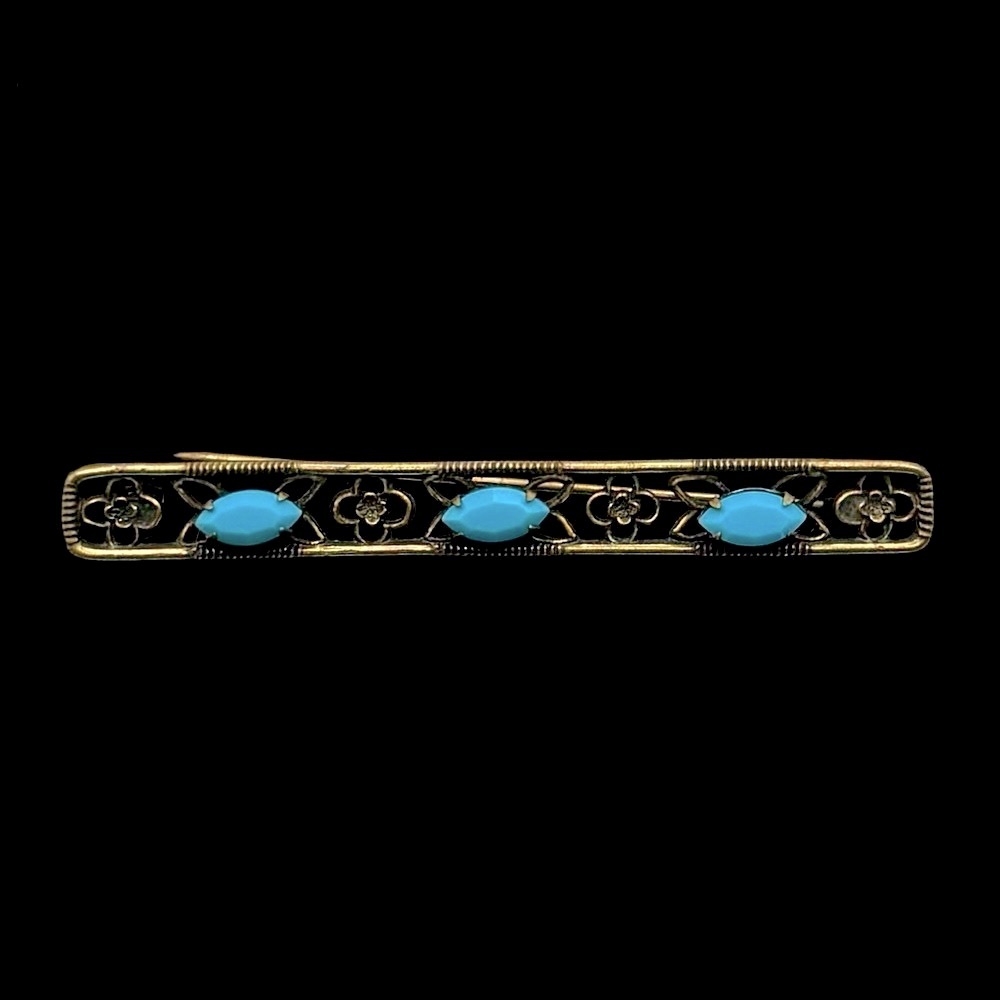 VINTAGE Filigree Crystal Bar Brooch